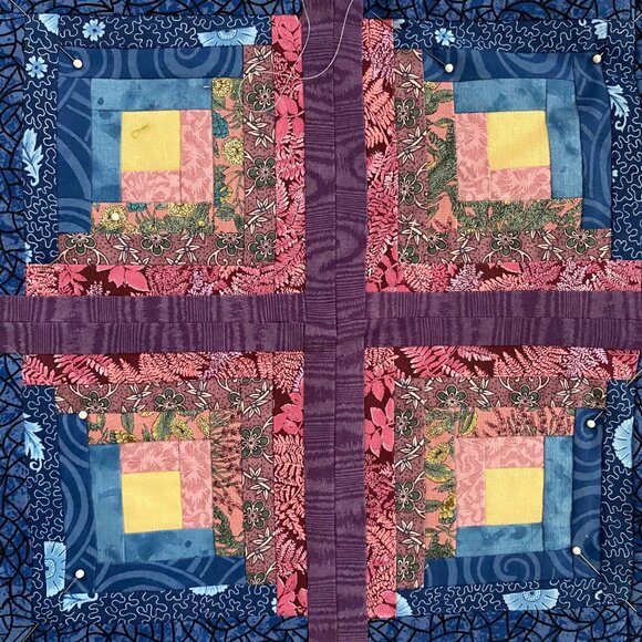 Handmade Quilt 12" Blocks Lot 19 Blue Pink UFOs Sewing Crafts Patchwork Pieced - Picture 12 of 16